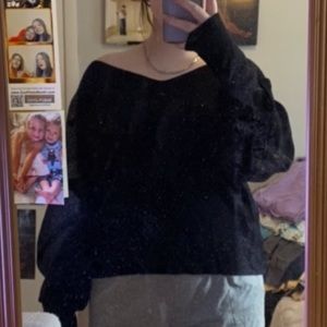 black sweater, top half is backless with a string to tie, size XL